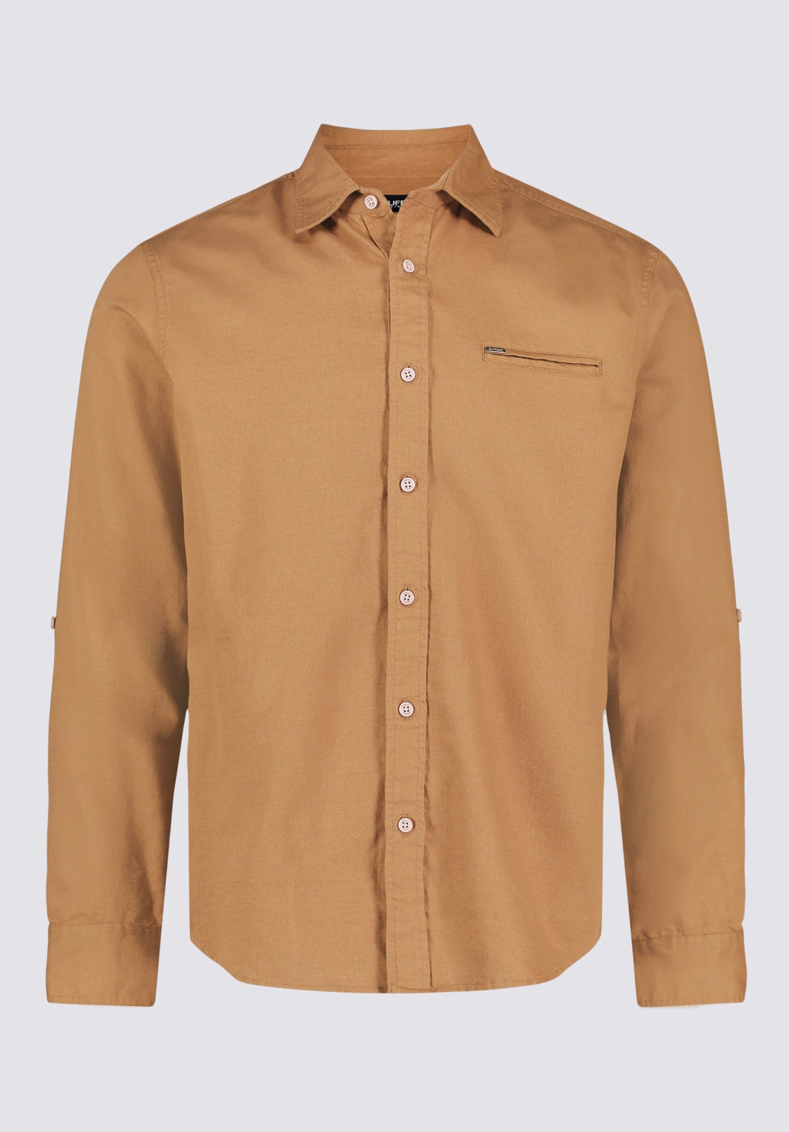 Simbio Men's Long-Sleeve Linen Blend Fitted Shirt, Woodsmoke - BM24617 Low Profile Pocket Design Waffle Weave