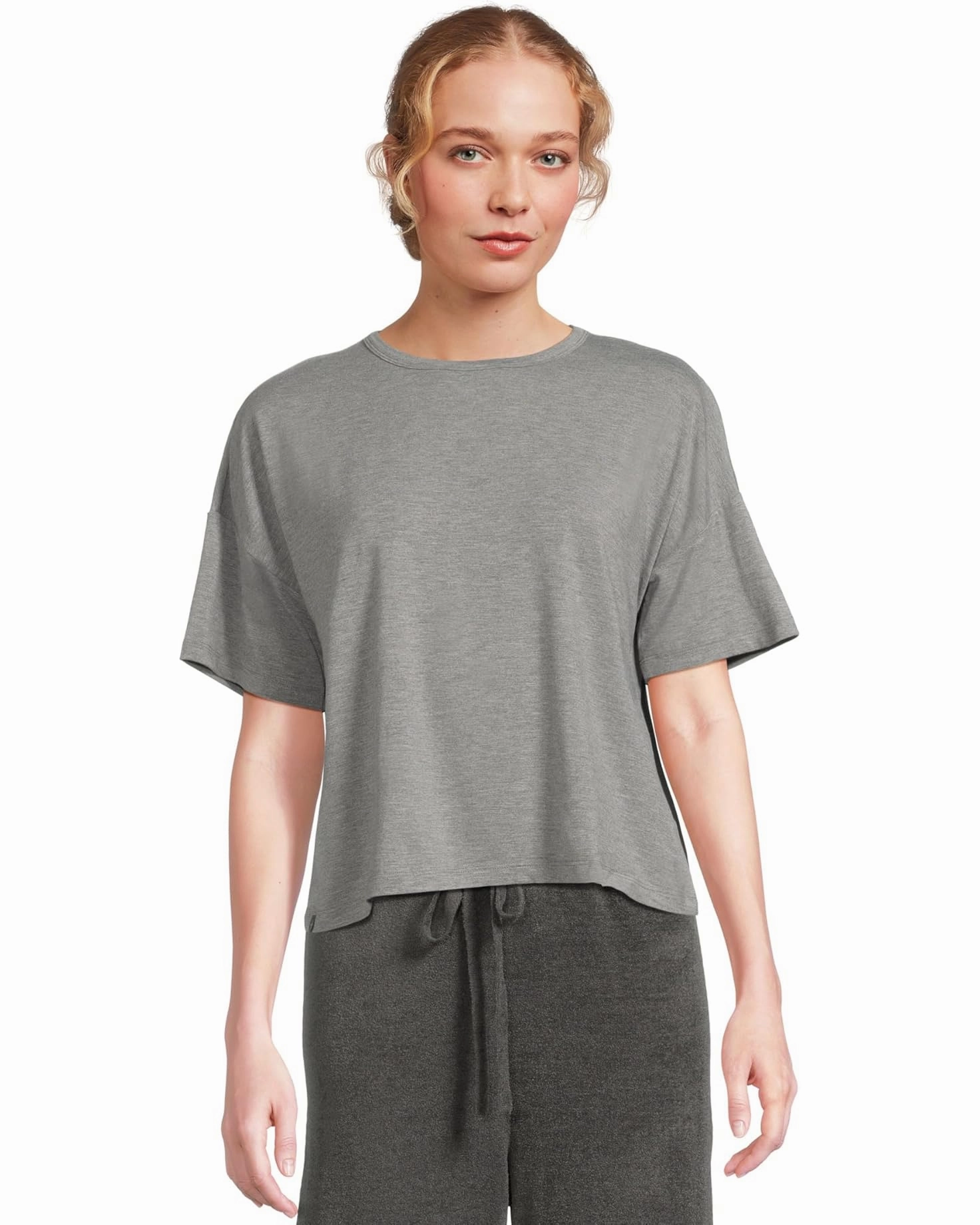 Minimalist Look Fast Drying Barefoot Dreams Jersey Short Sleeve Boxy Tee | Dark Heather Grey