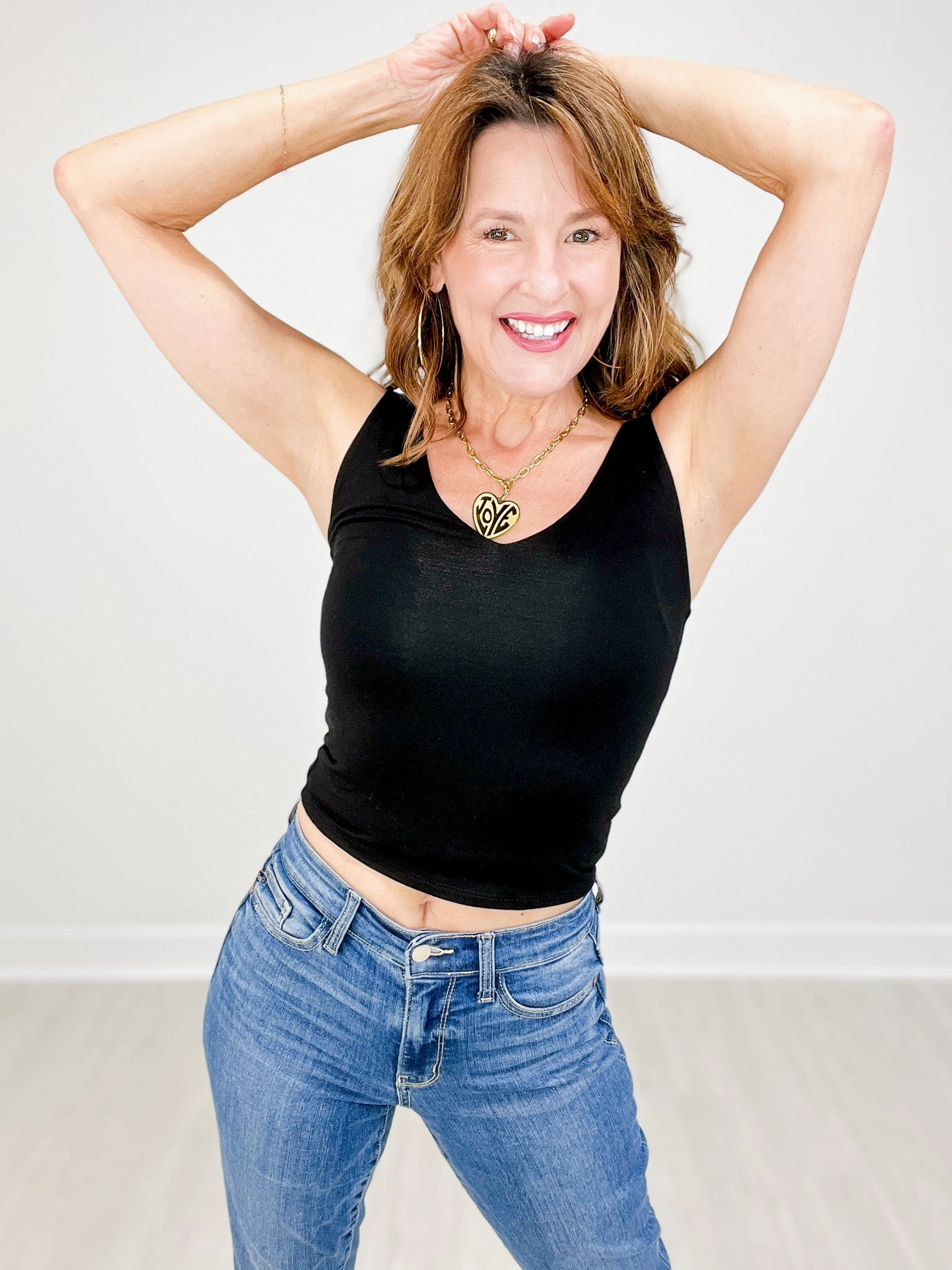 Basic V-Neck Jersey Tank Top Multi Directional Zipper Placement Bonded Seam Tape