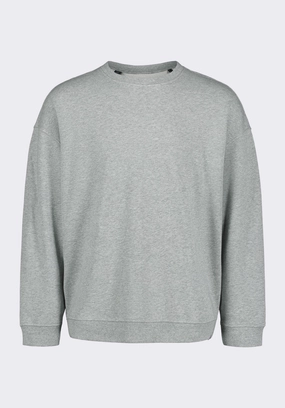 Warm Comfort Heavyweight Cotton Famke Men's Relaxed Crewneck Sweatshirt, Heather Grey - BM24541