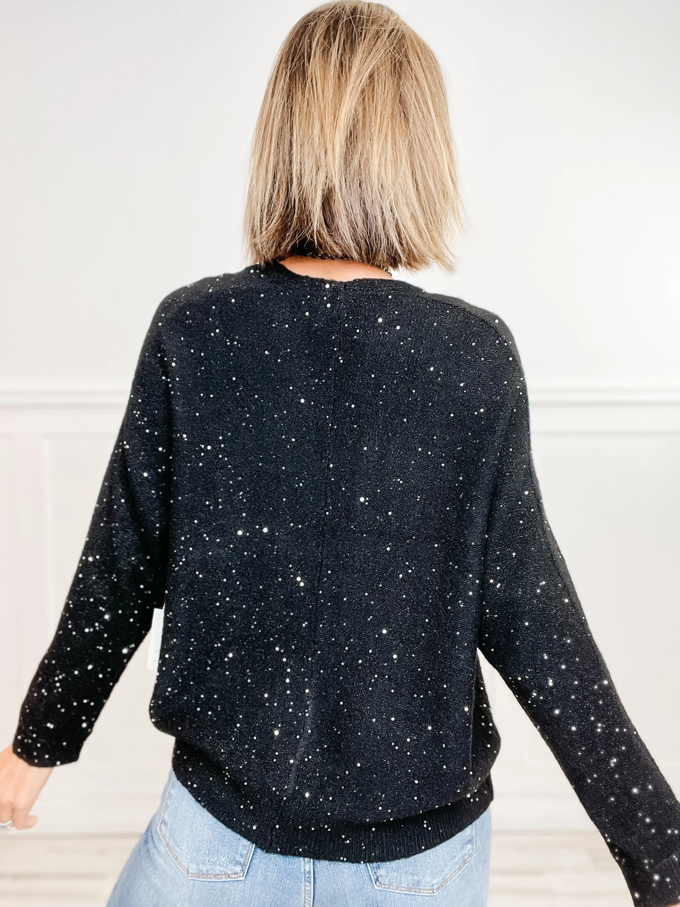 Beaded Yarn Dolman Sleeve Open Front Cardigan Sweater Warm and Snuggly