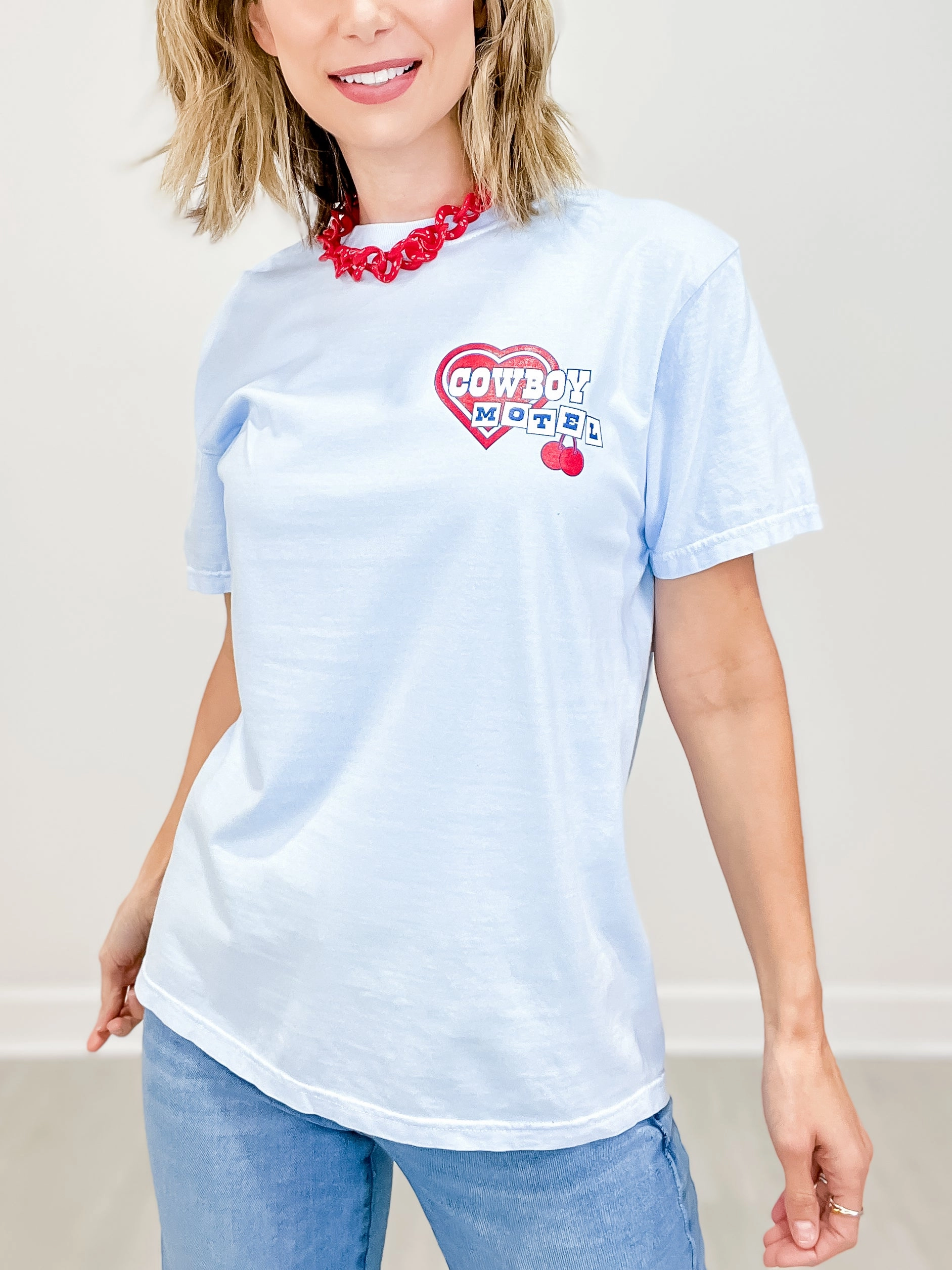 Best in The West Cowboy Motel Graphic Tee Weighted Hem Design Comfortable Cut