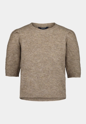 Chilly Season relaxed shape Bettey Women's Puff Shoulder Short-Sleeve Sweater, Cedar - SW0137