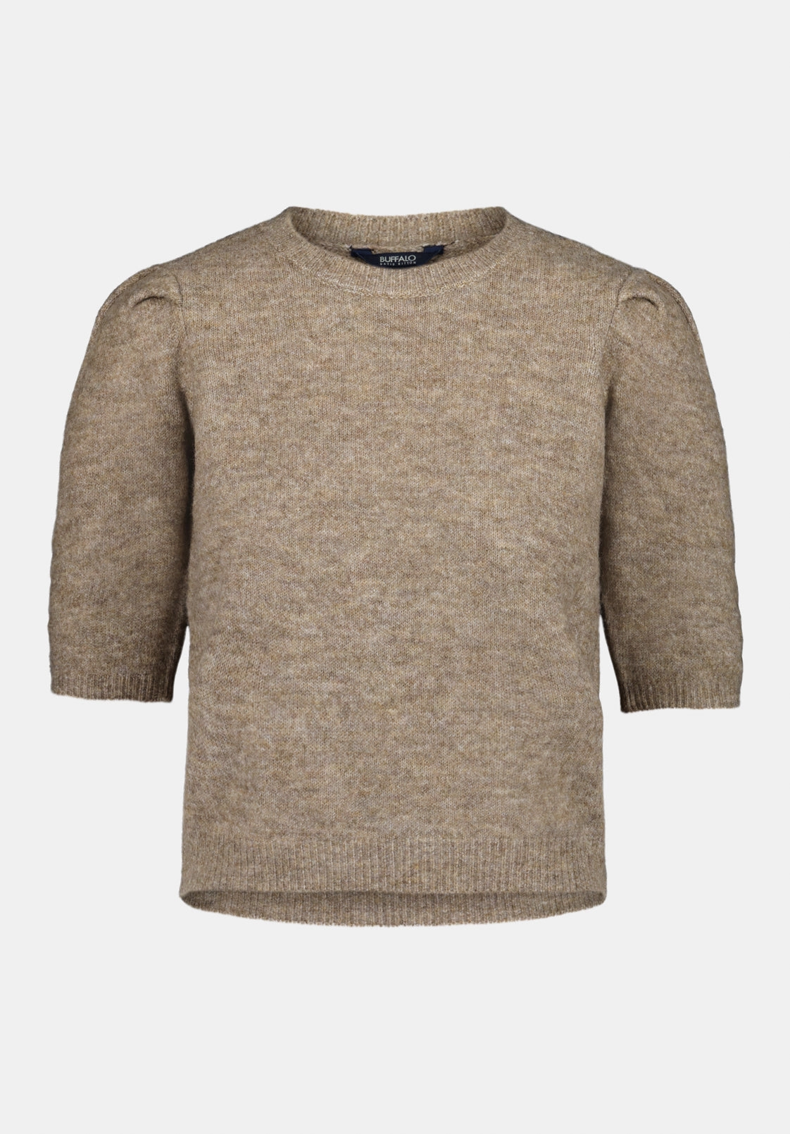 Chilly Season relaxed shape Bettey Women's Puff Shoulder Short-Sleeve Sweater, Cedar - SW0137