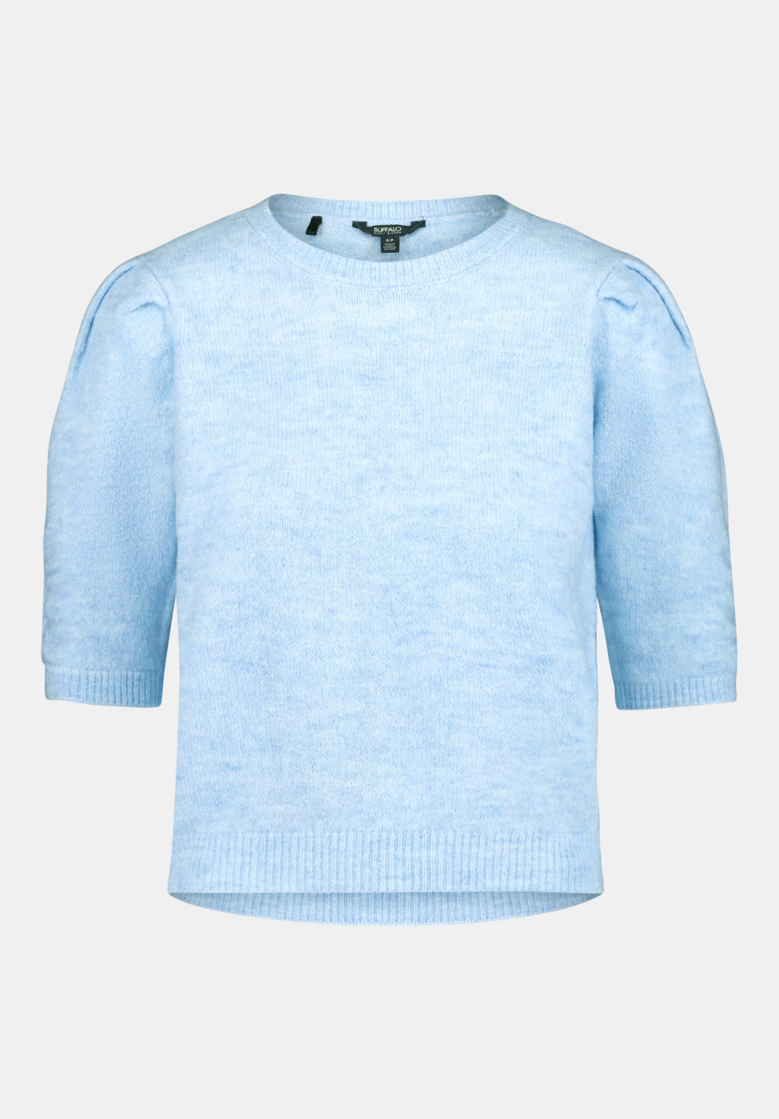 Bettey Women's Puff Shoulder Short-Sleeve Sweater, Lt Blue - SW0137 Breathable Wear Fit Cozy Wearable