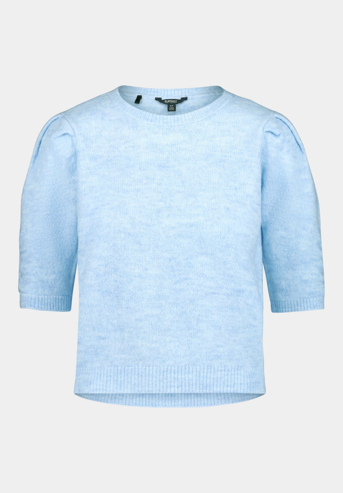 Fade Resistant Textiles Bettey Women's Puff Shoulder Short-Sleeve Sweater, Lt Blue - SW0137