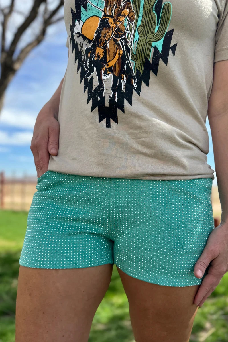 Sterling Kreek Jitterbug Turquoise Shorts Low Profile Fasteners