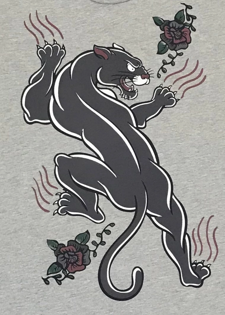 "Panther" Tee - Slub Heather Grey RibbedNeckline