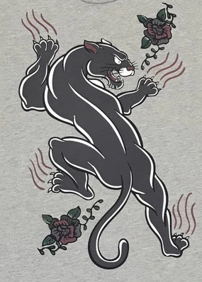 "Panther" Tee - Slub Heather Grey RibbedNeckline