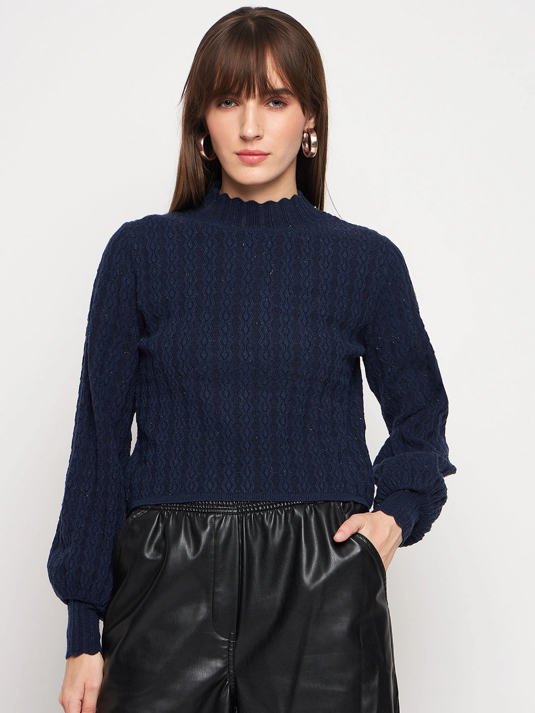 Madame Navy Pull-On Sweater Layering Comfort Sleek Look