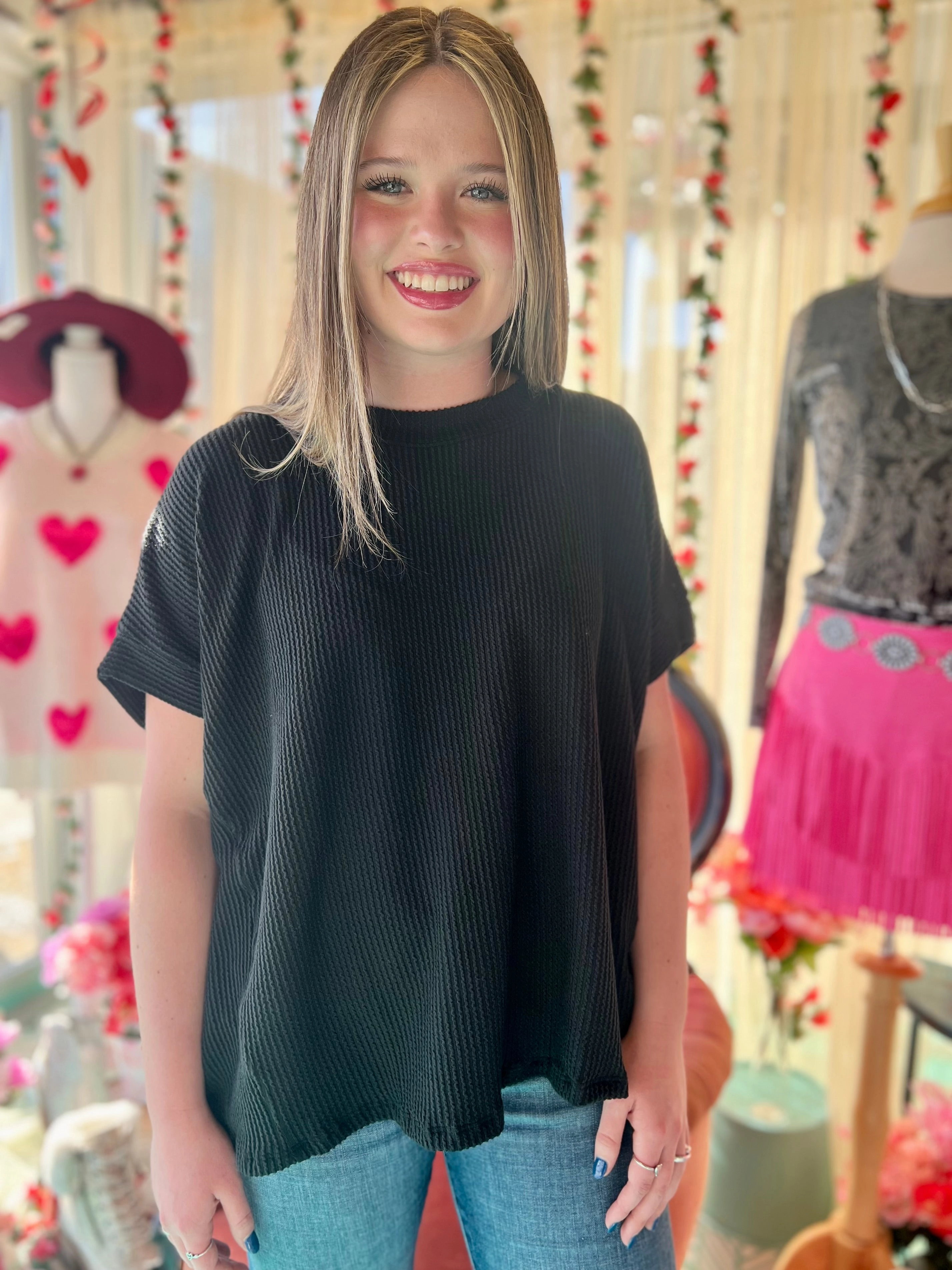 Black Comfy Casual Top Easy Care Material