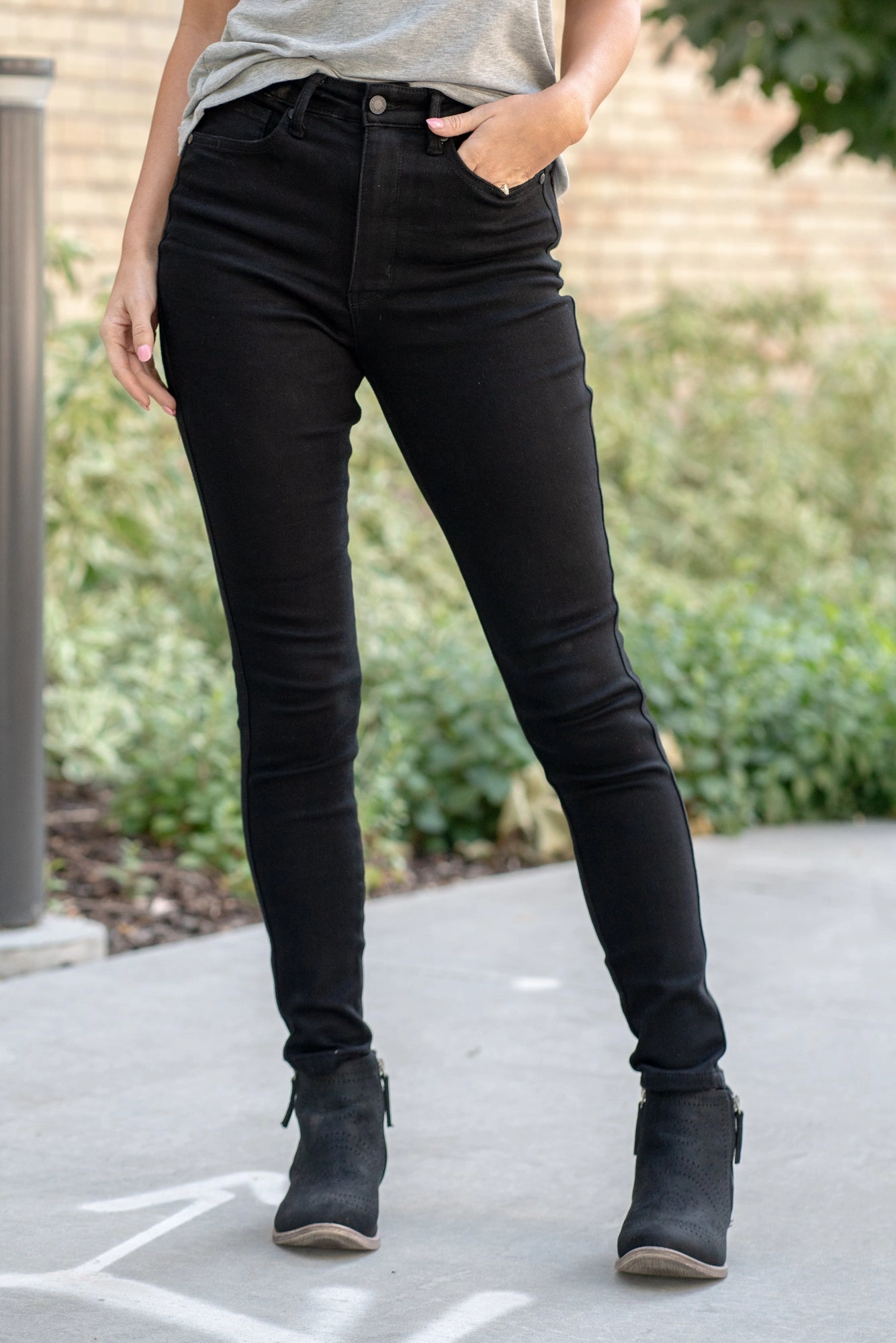 Waterless Wash Technology Neutral Outfit Black High Rise Tummy Control Top Skinny Regular & Plus Sizes