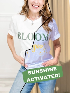 Non Chafing Side Seams Bloom and Grow - Sunlight Activated Graphic Tee