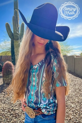 Ribbed Collar Style Blue Bayou Top