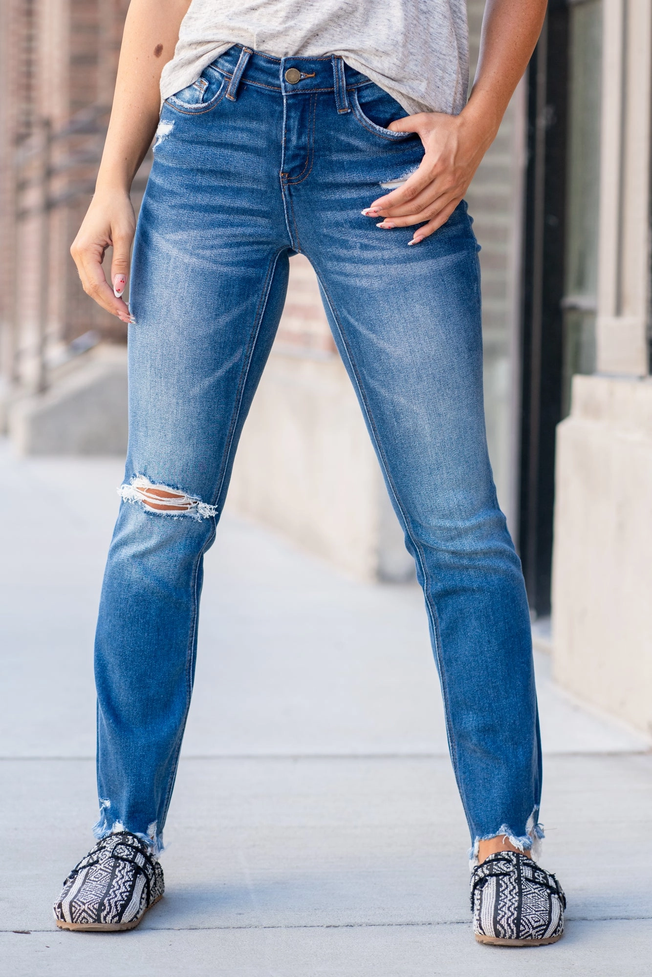 Blue Shower Mid Rise Ankle Flare All Purpose