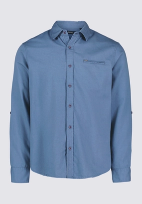 Winter Layering Simbio Men's Long-Sleeve Linen Blend Fitted Shirt, Moonlight Blue - BM24617