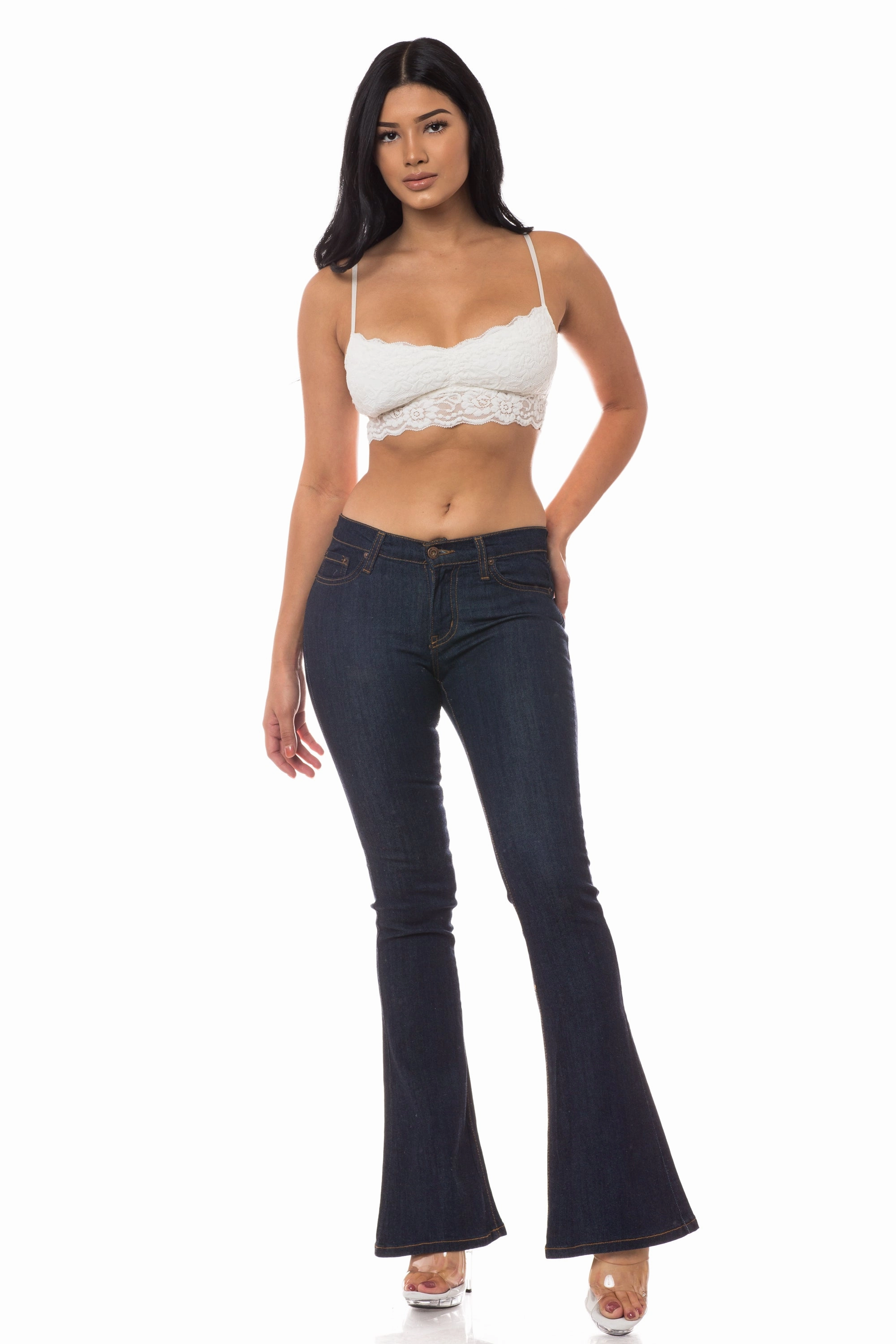 2026 Women's Mid Waisted Flare Jeans Relaxed Aesthetic