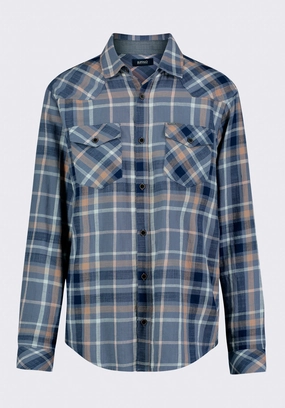 Sierra Men's Long-Sleeve Plaid Fitted Shirt, Moonlight Blue - BM24551 Athletic Cut Mix-And-Match