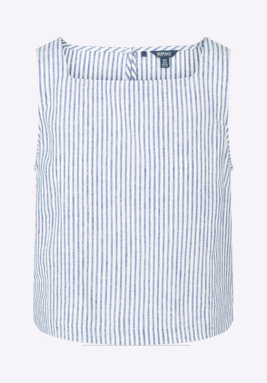 Benedita Women's Striped Sleeveless Linen Top, White & Navy - WT0198P QuickDrying