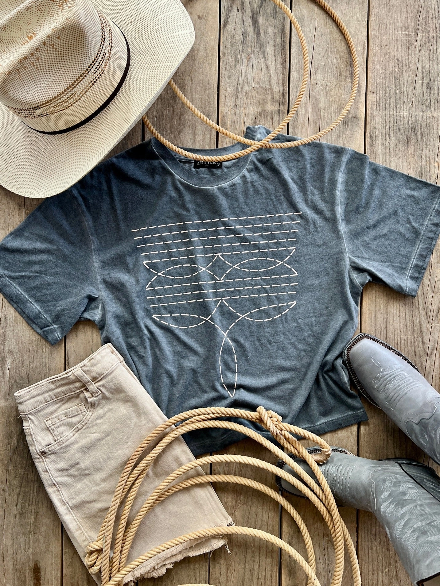 StainResistantFinish SoftKnit Boot Stitch Under Grey Skies Crop