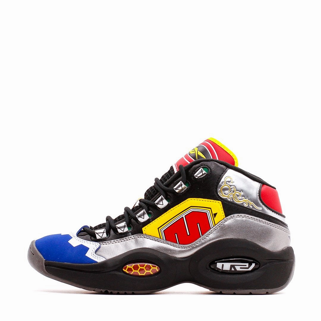 Washable Lace Lock System Reebok Classics Basketball Men x Power Rangers Question Mid Allen Iverson Black Silver Red GY0590