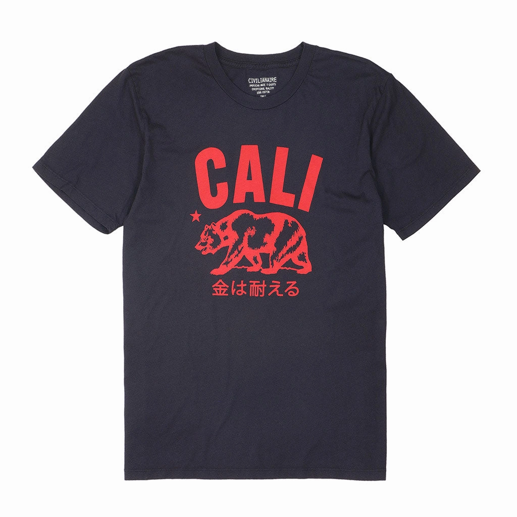 "Don't Mess with Cali" Short Sleeve Men's Crew Neck Tee - Sharp Black/Red AllDay Comfort MidweightJersey