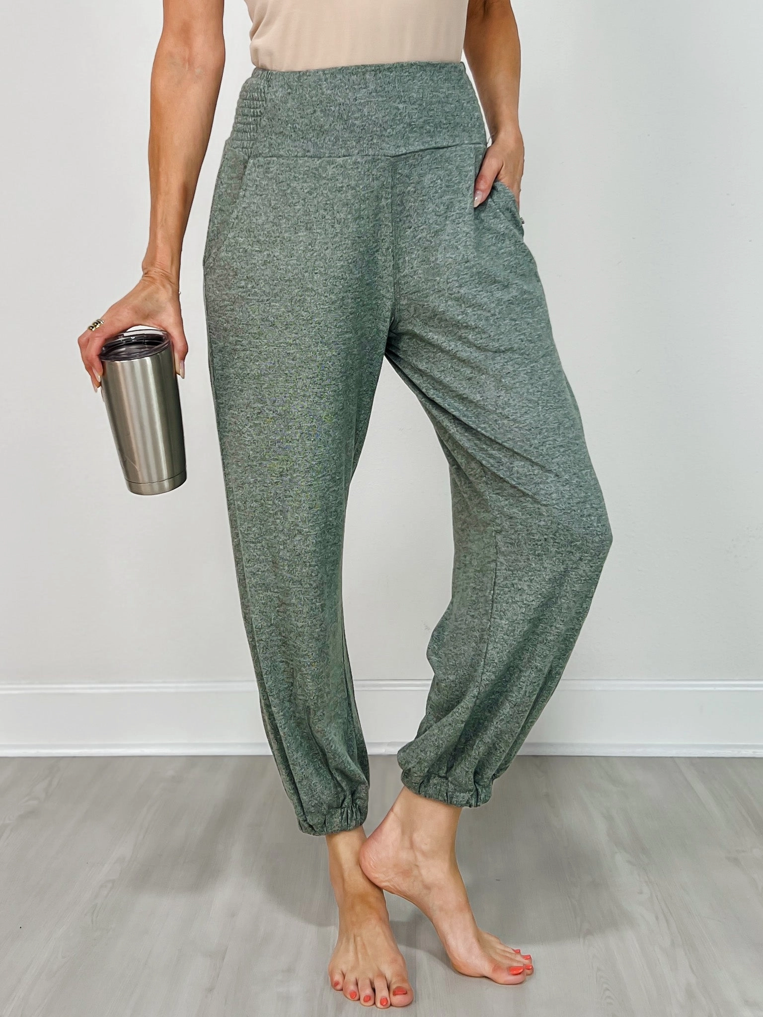 Smooth Lightweight Neutral Fabric Brushed Hacci Lounge Jogger