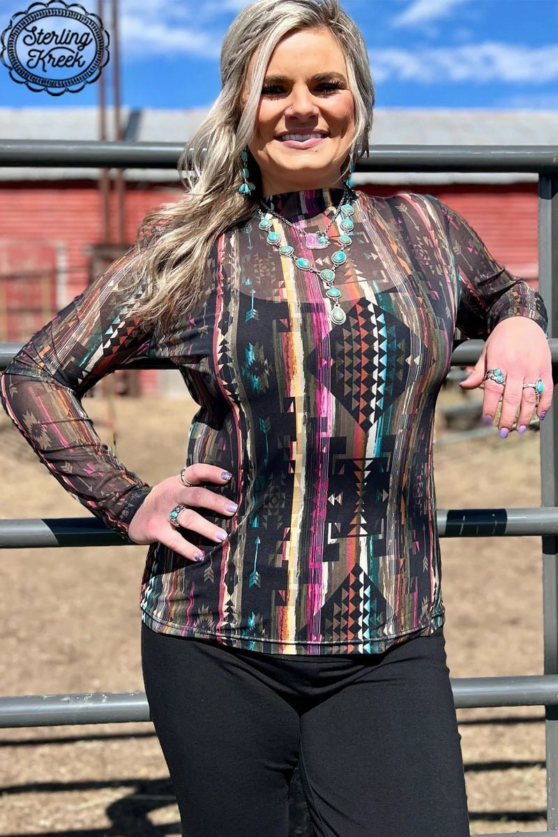 Neutral Tone Palette OdorResistant Fabric PLUS Aztec Warrior Mesh Top