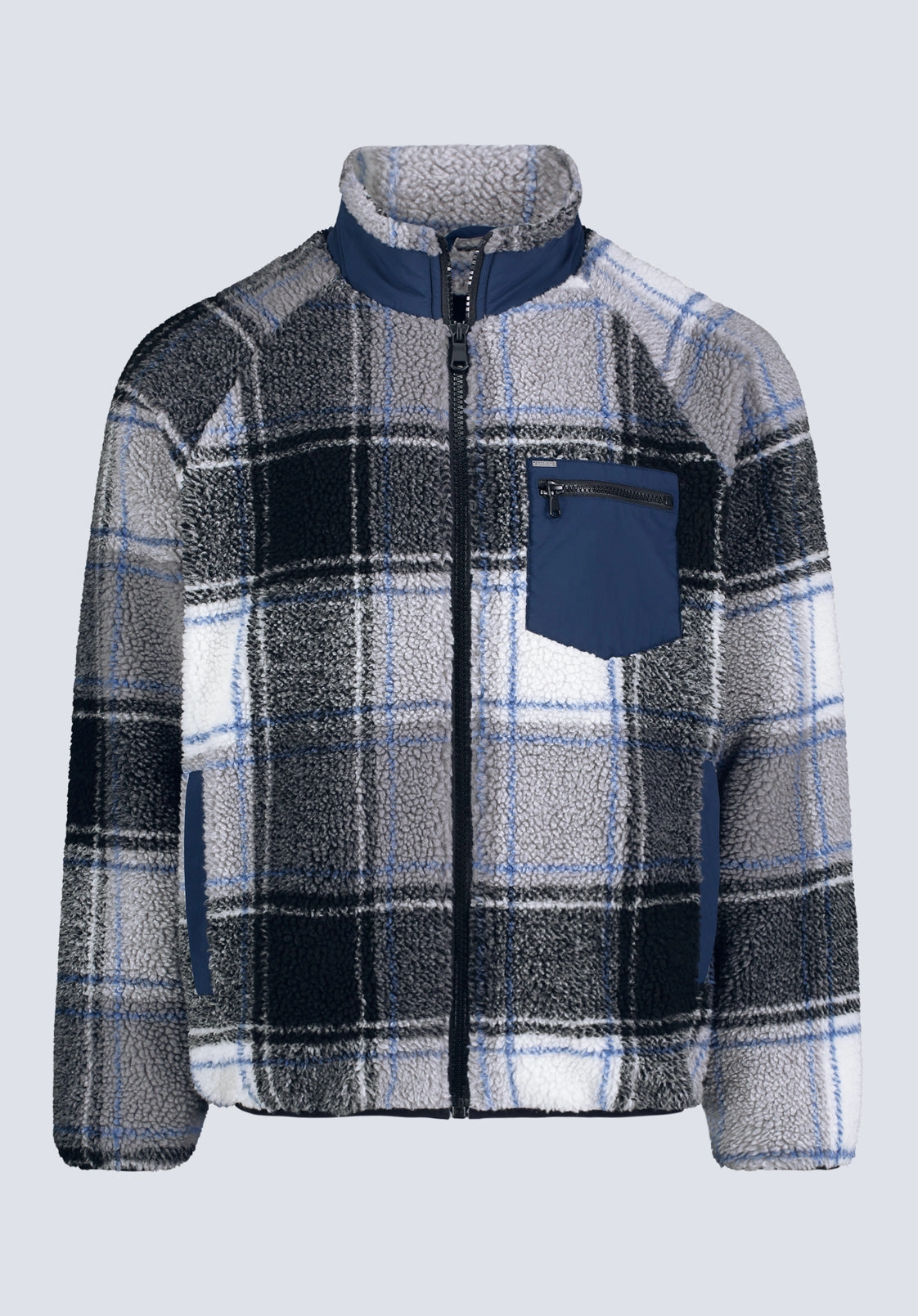 Glow In Dark Trims Foldable Design Jaik Men's Sherpa Bomber Jacket, Midnight Blue - BM24490