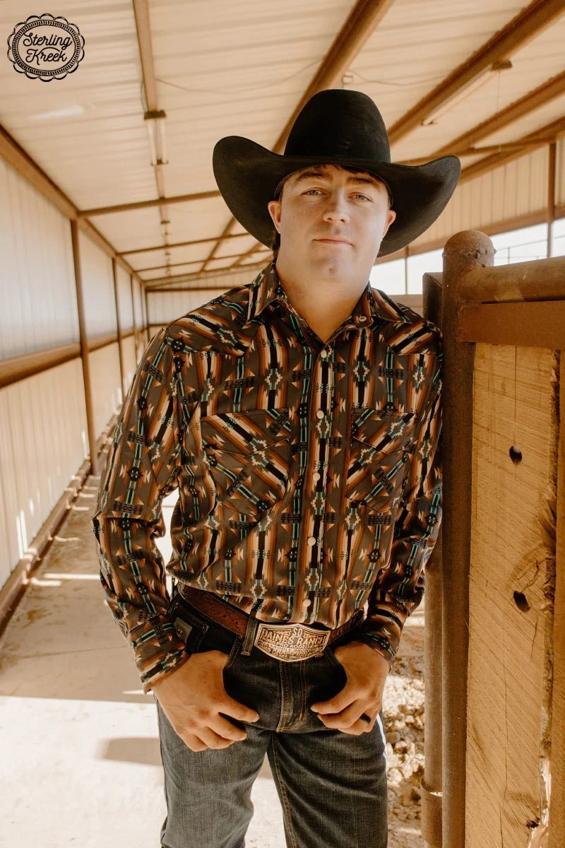 Mens Buffalo Bill Button Up Modern Design Basic Long Sleeve