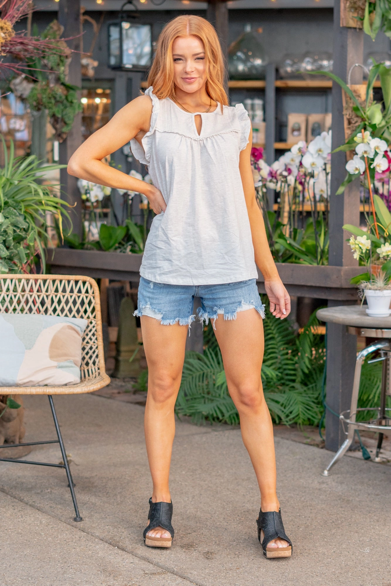 Candace Ruffle Sleeve Top Premium Fabric