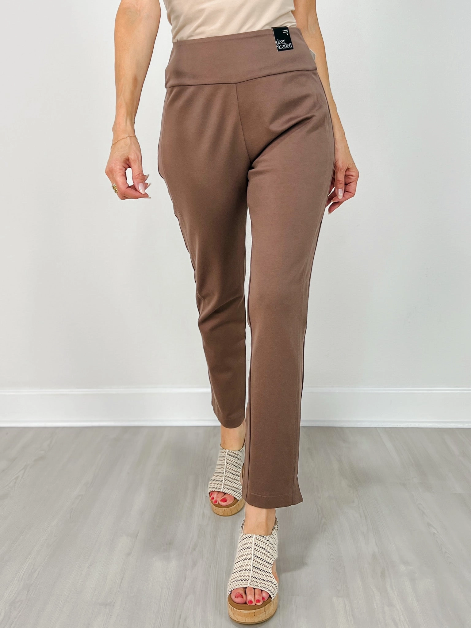 Magic High Waisted Double Knit Skinny Pants in Dark Mocha Slim Profile