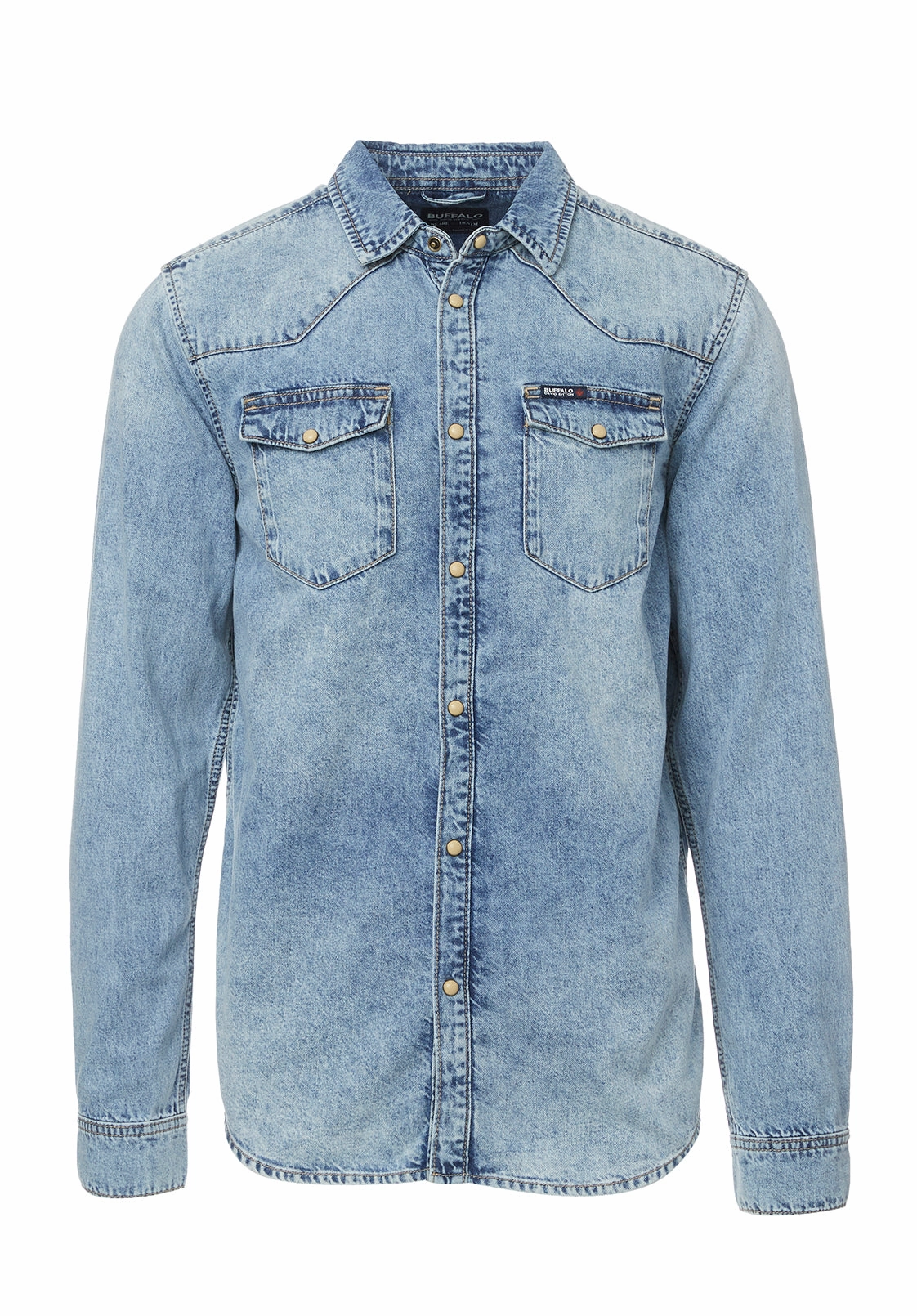 Durable Buttons Sheldon Men??s Long-Sleeve Shirt, Light Denim Blue - BM22636