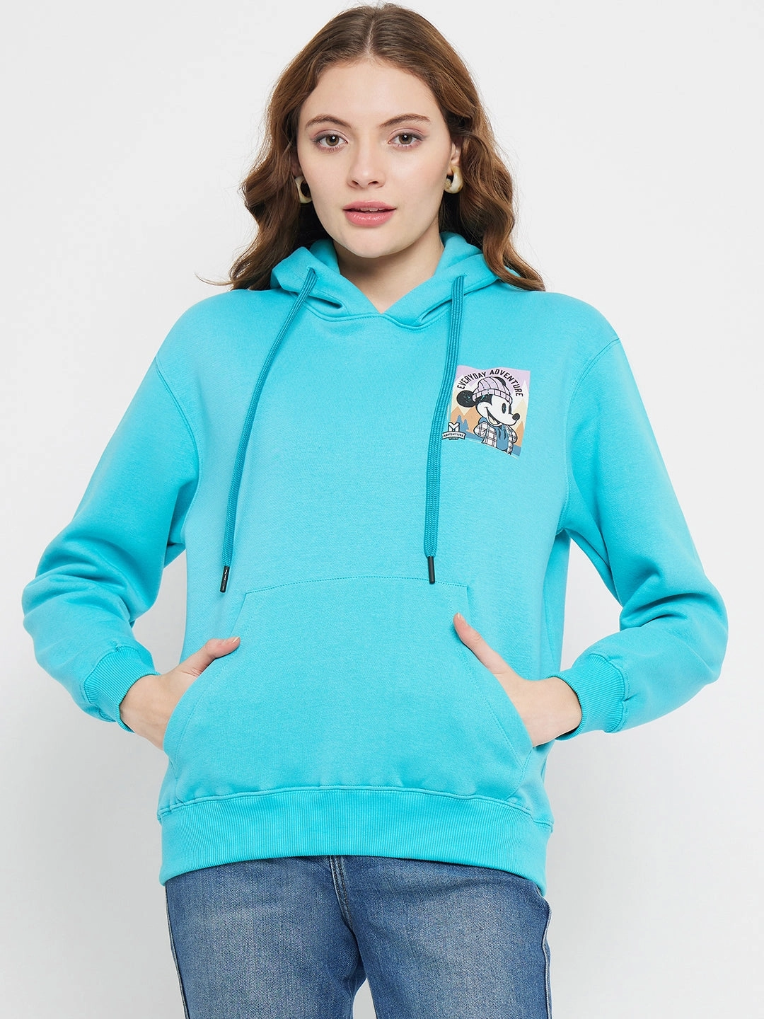 product scarf warmth product yoga friendliness Madame Disney Mickey Mouse Print Blue Sweatshirt
