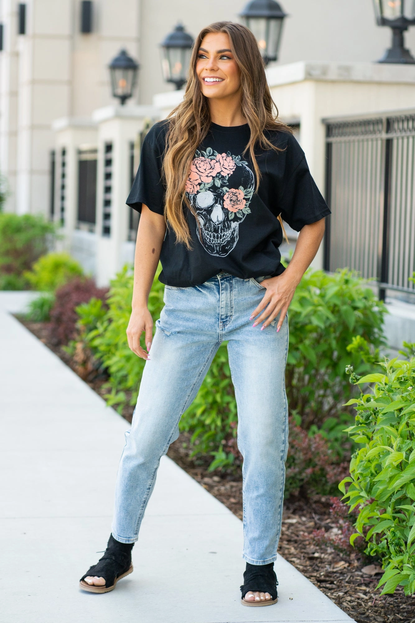 Catrina High Rise Blue Mom Fit Shopping Day Street Fashion Textured Barrel Leg Construction