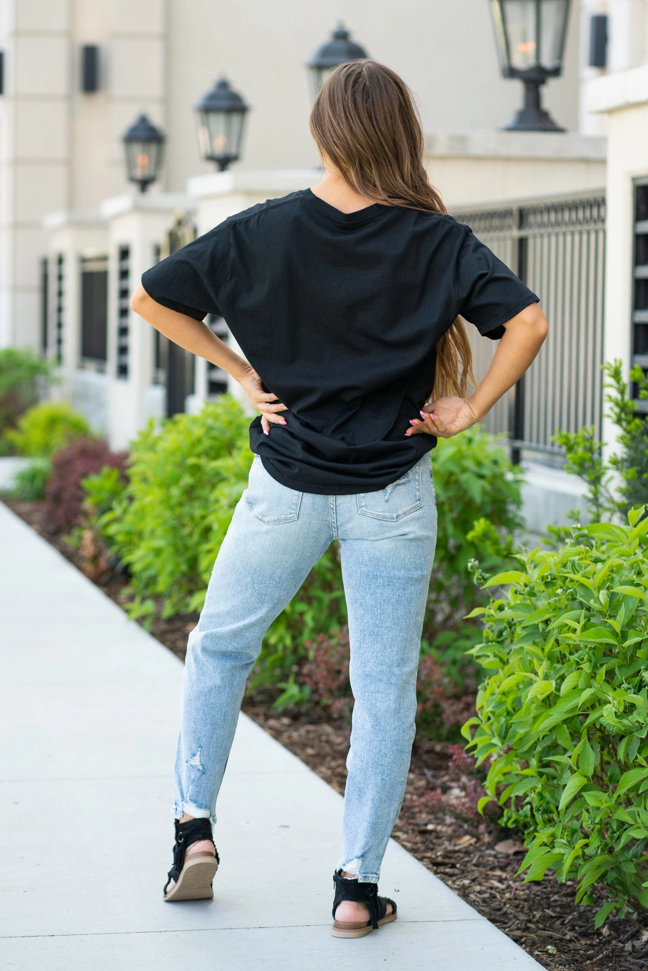 Catrina High Rise Blue Mom Fit Double Layered Knees Life Ready