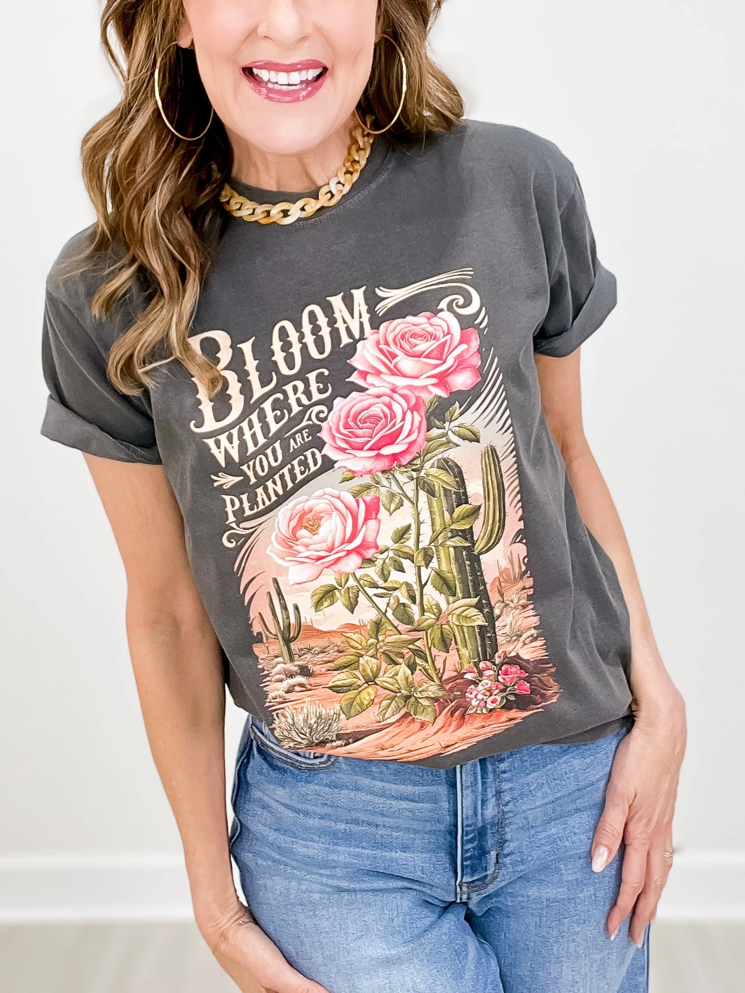 Western Bloom Where You Are Planted Graphic Tee Wicking Inner Lining Summer Dress