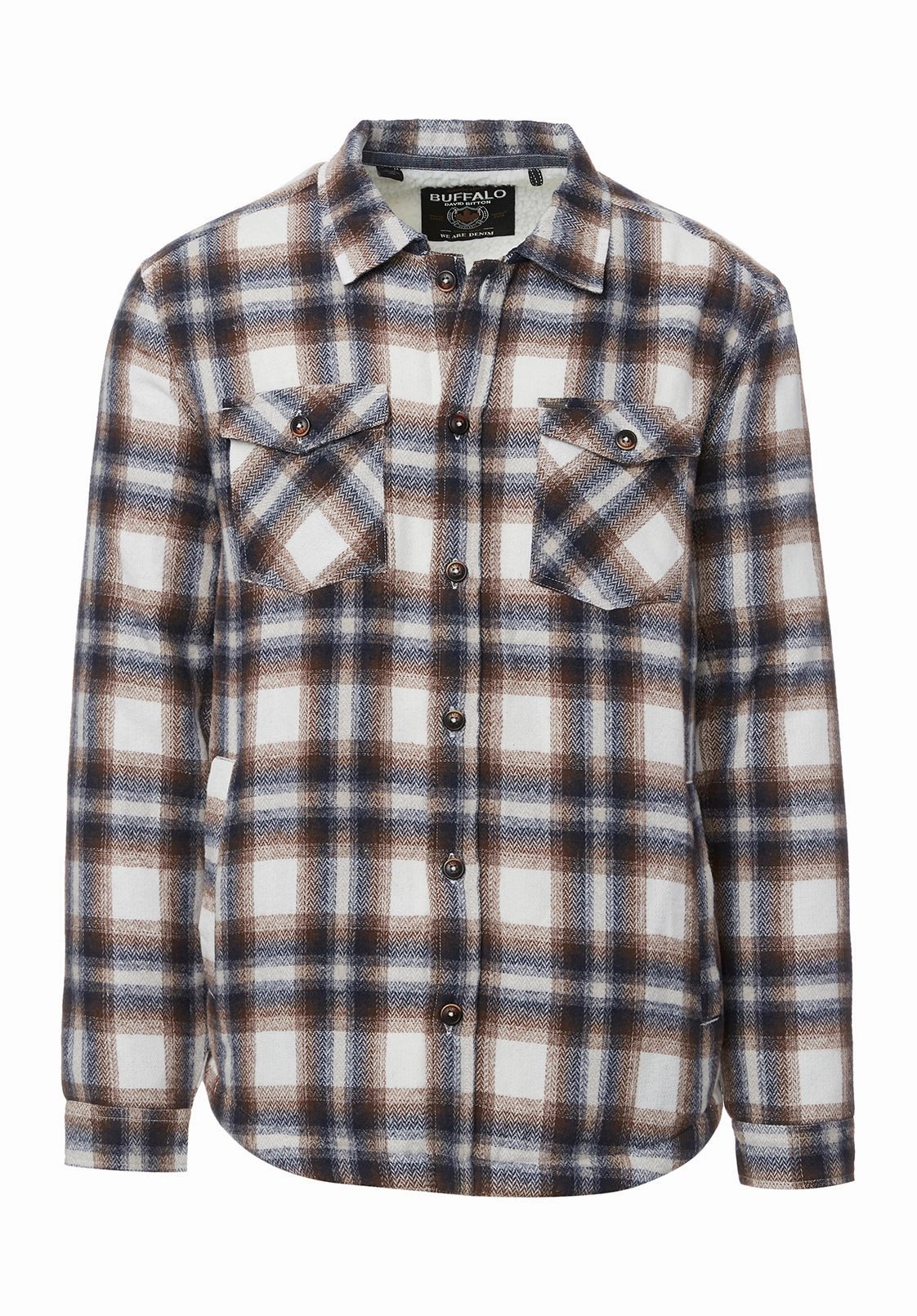 Jagig Men??s Shacket in Brown & Milk Plaid - BM24157 MoistureWickingLining