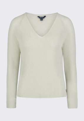 Valencianna Women's V-Neck Lightweight Knit Sweater, Flax Green - SW0126P Colorfast Dye Method