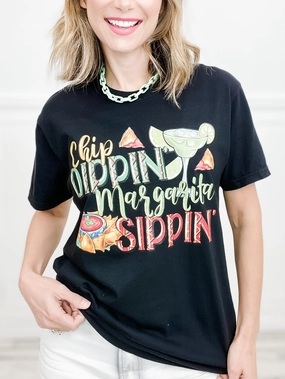 FrictionReducing Simple Cut Chip Dippin' Margarita Sippin' Graphic Tee