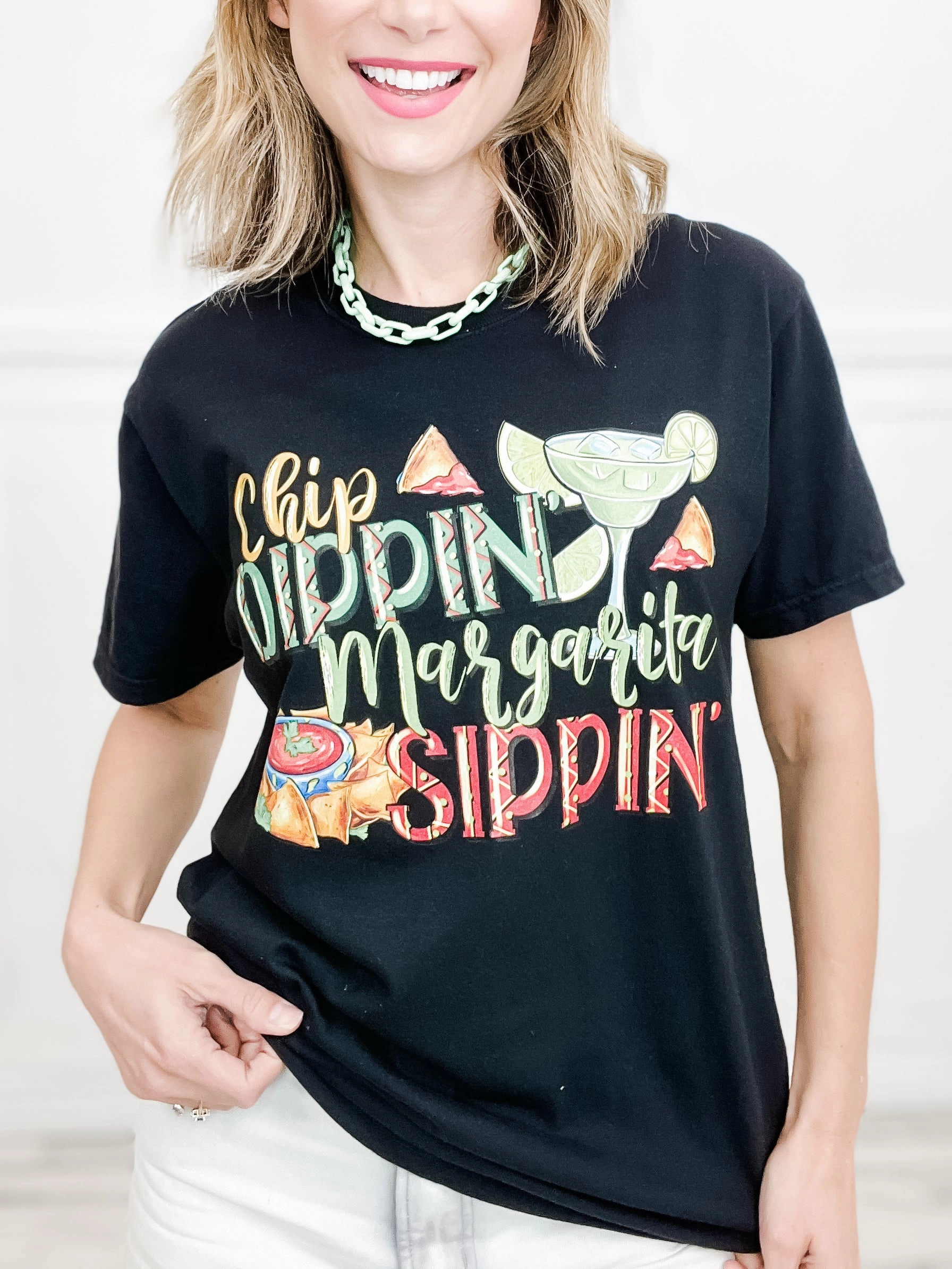 FrictionReducing Simple Cut Chip Dippin' Margarita Sippin' Graphic Tee