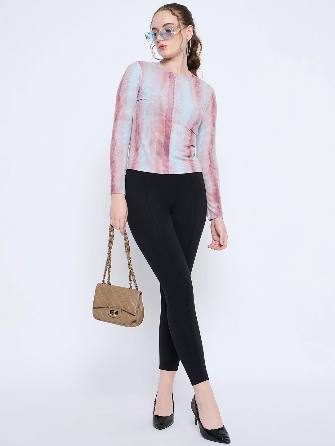 EcoFriendly Dye Madame Abstract Print Crew Neck Loose Fit Rust Top