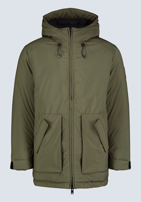 Gavin Men??s Mid-length Two-way Zip-up Classic Parka, Olive green - OBMFP001 Reflective Trim Faux Fur Collar