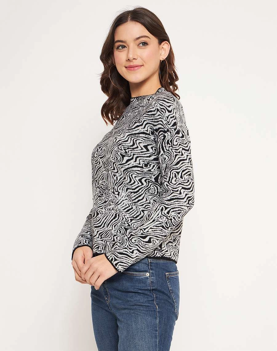Snuggle Comfort Madame Black Animal Print Sweater