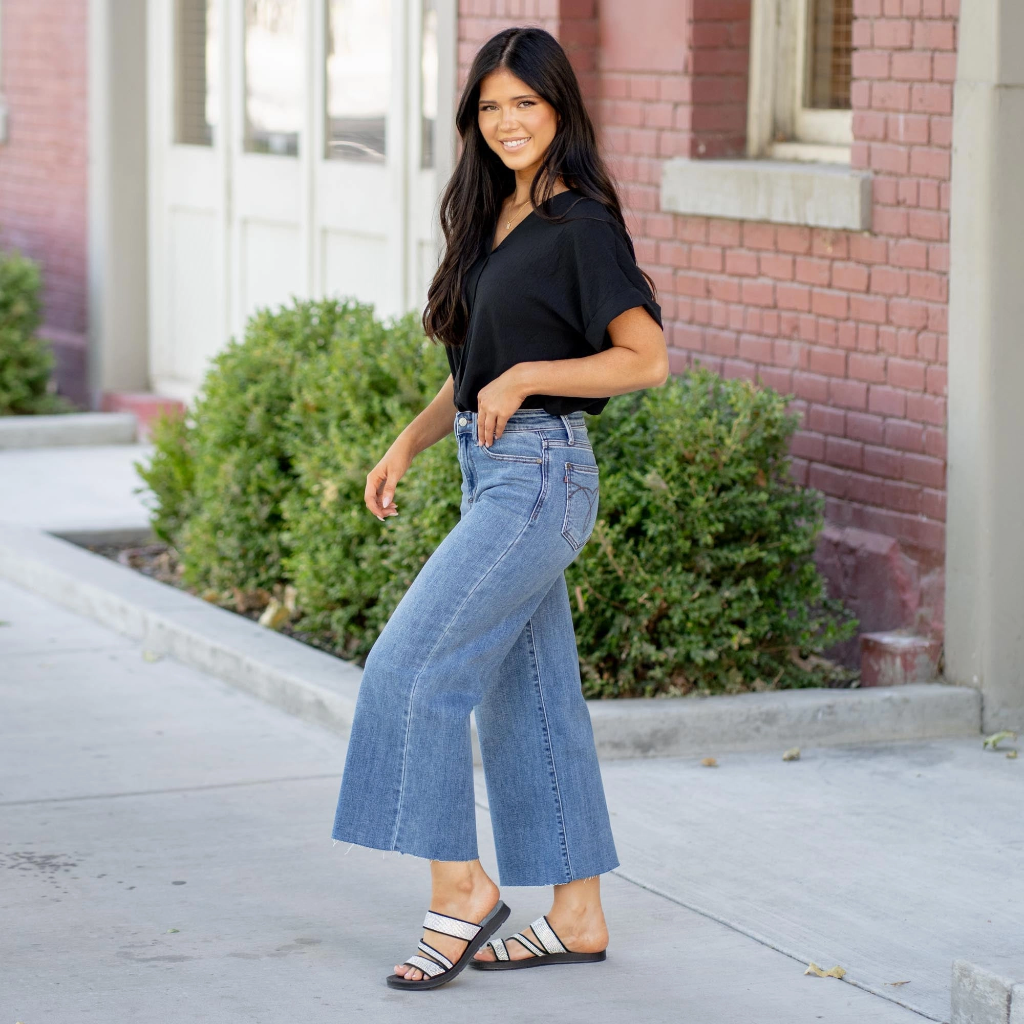 Office Wear Couple Look Work Ready Classic High Rise Wide Crop Bootcut Regular & Plus Sizes