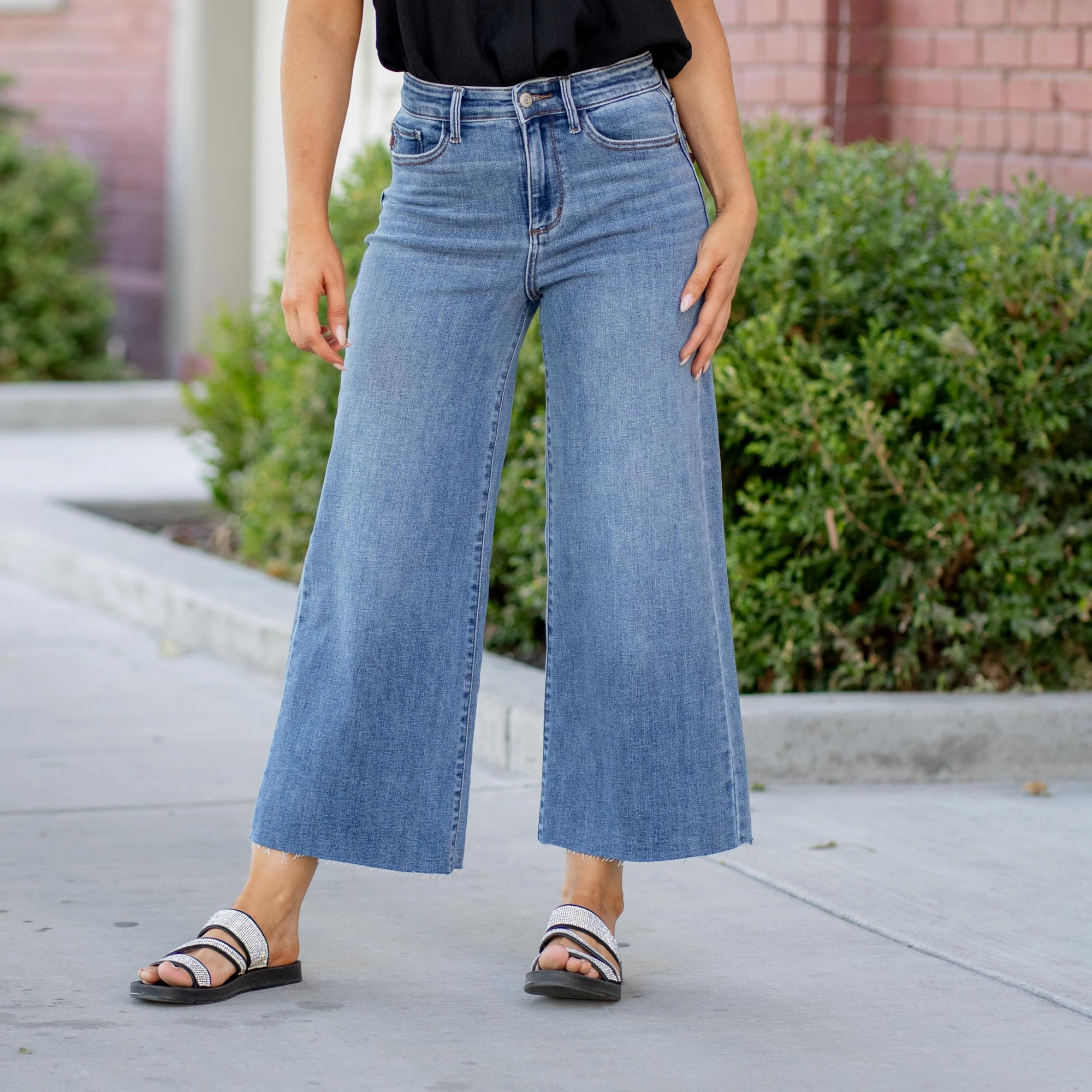 Classic High Rise Wide Crop Bootcut Regular & Plus Sizes Bootcut style Night Out Parent Style