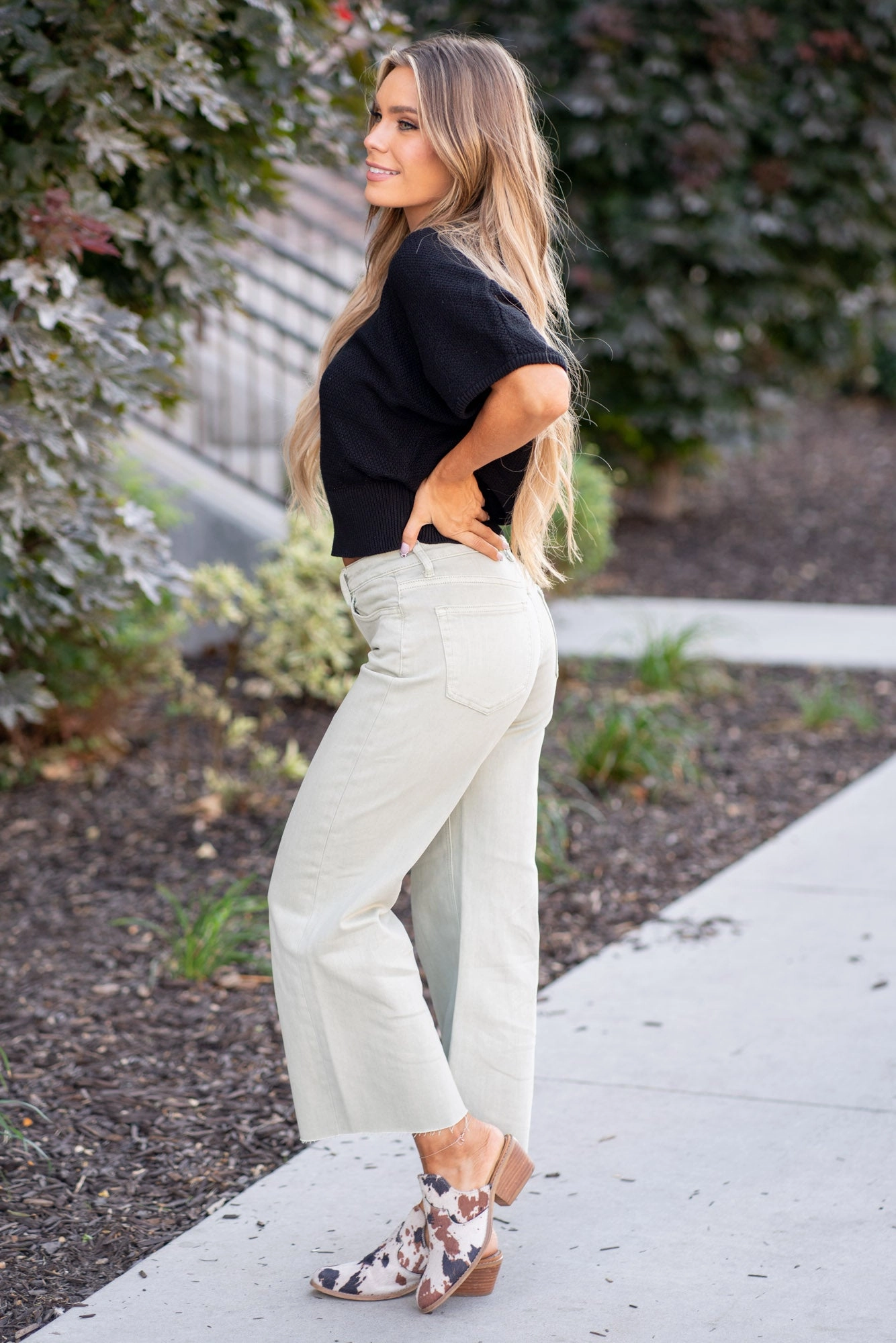 Everyday Look Desert Sage High Rise Crop Wide Leg Regular & Plus Sizes