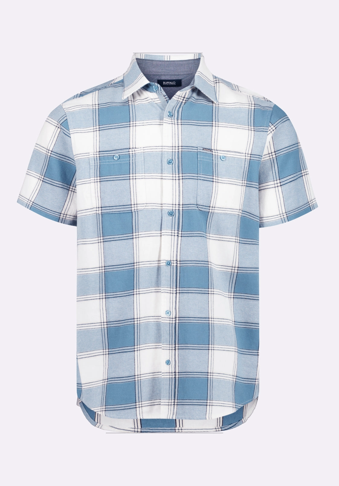 Sagrino Men's Short-Sleeve Plaid Fitted Shirt, Mirage Blue - BM24553 Mix-And-Match