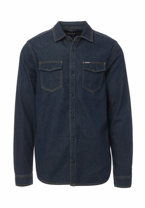 Stanley Men??s Long-Sleeve Denim Shirt, Indigo - BM22635 crew neck Smart Casual Wear