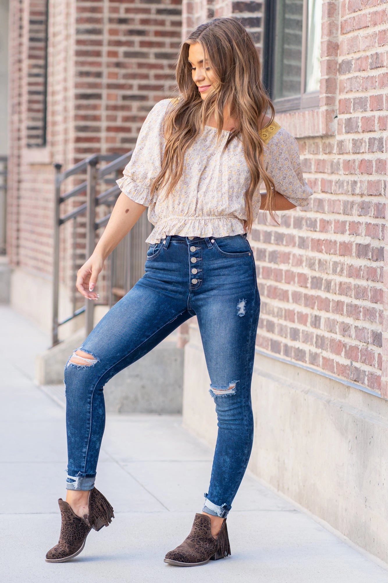 Pre Shrunk Material Earthy Music Event Knoxville High Rise Button Fly Ankle Skinny